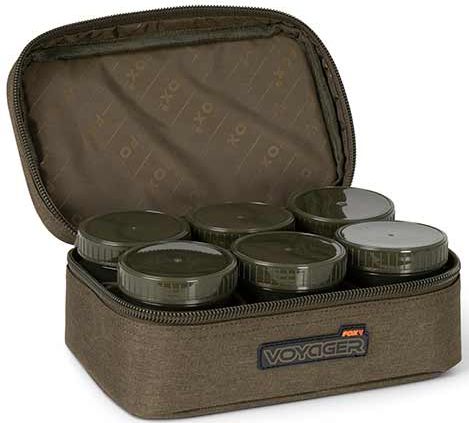 Geanta Fox Voyager 8 Pot Hookbait Case, Kaki, 25x12x16cm