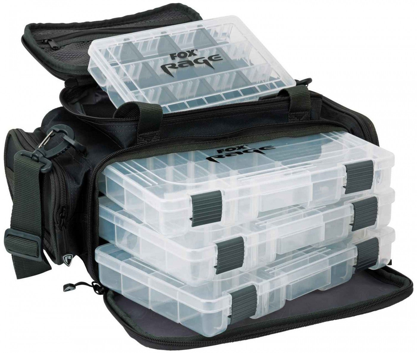 Geanta Spinning Fox Rage Lure And Tackle Bag Plus 4 Cutii Naluci 40x24x20cm