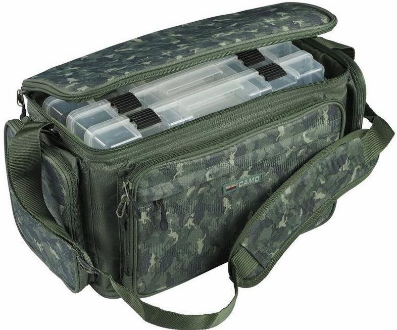 Geanta Spinning Mitchell MX Camo L Plus 3 Tackle Stack Bag, Green Camo, 47x26x24cm
