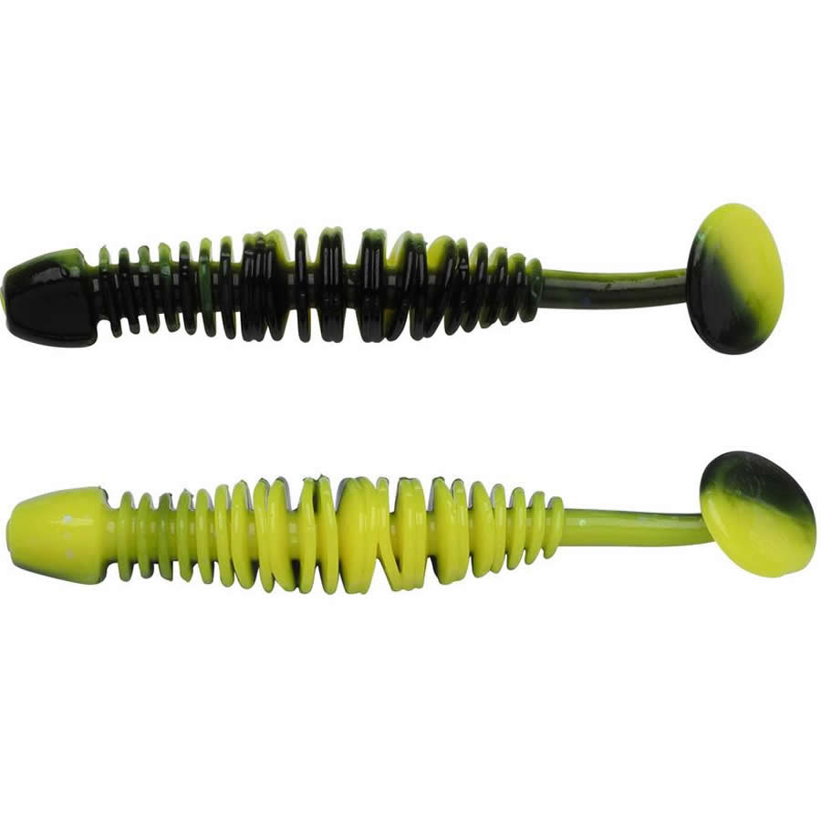 Grub BERKLEY PowerBait Power Leech, Black / Sunshine Yellow, 5cm, 12buc/pac