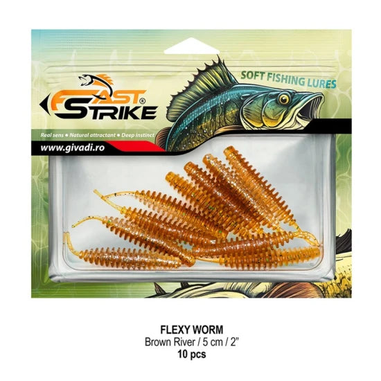 Grub Fast Strike Flexi Worm, 5cm, Brown River, 10buc/pac