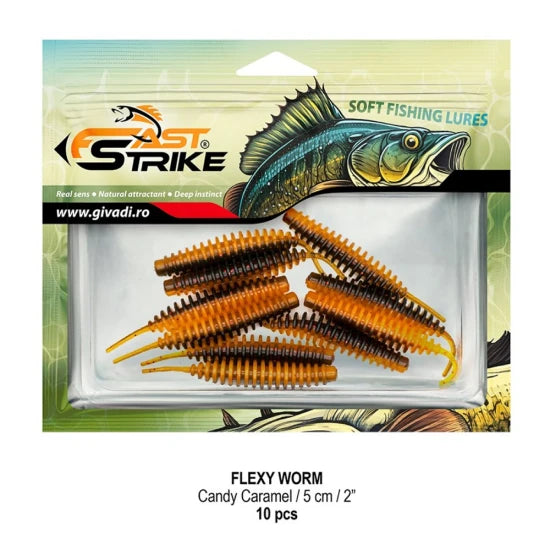 Grub Fast Strike Flexi Worm, 5cm, Candy Caramel, 10buc/pac