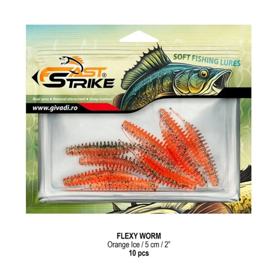Grub Fast Strike Flexi Worm, 5cm, Orange Ice, 10buc/pac