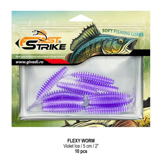 Grub Fast Strike Flexi Worm, 5cm, Violet Ice, 10buc/pac