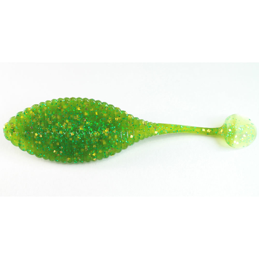 Grub Hide Up Stagger Wide 3.3&quot;, 111 Chart Green Gold Flake, 8.4cm, 5buc/pac