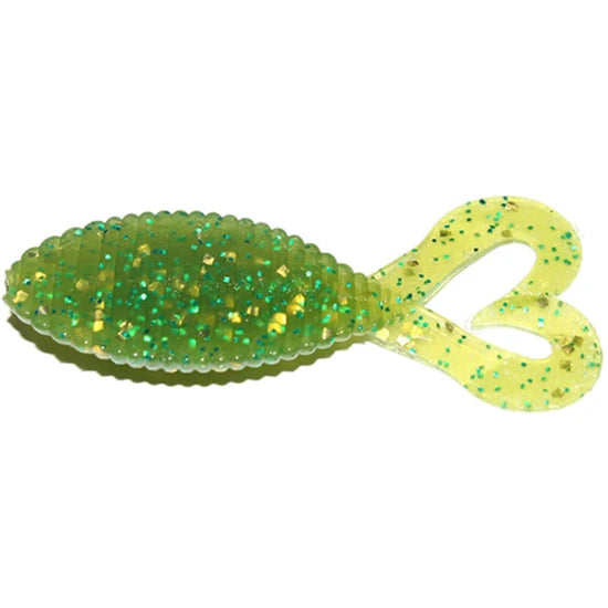 Grub Hide Up Stagger Wide Twintail 2.2", 111 Chart Green Gold Flake, 5.6cm, 8buc/pac