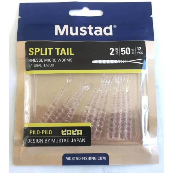 Grub Mustad Aji Split Tail, Clear Purple Glitter, 5cm, 12buc/pac