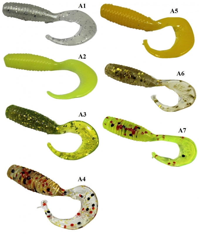 Grub Relax Twister, 3,5cm, Varianta A6, 10 Buc/Plic, Multicolor