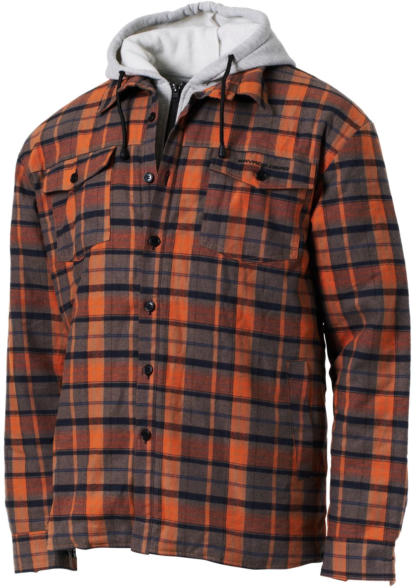 Hanorac SAVAGE GEAR Twin Shirt Jacket Check XXL, Orange Grey