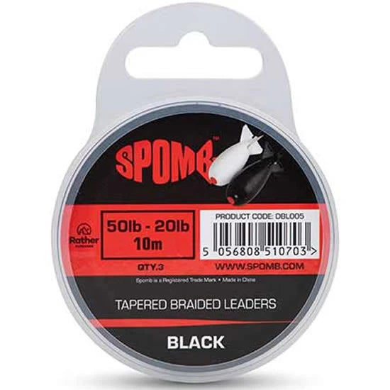 Inaintas Textil Fox Spomb Tapered Braided Leaders Black, 3x10m, 0.38mm-0.20mm / 50lbs-20lbs