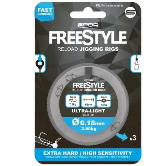 Inaintas Fluorocarbon Spro Freestyle Reload Jigging Rigs 0.18mm 68cm