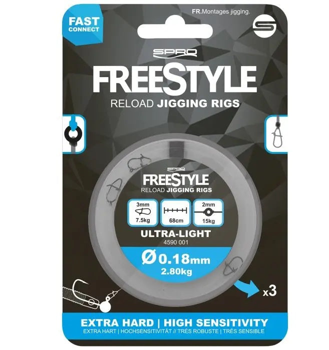 Inaintas fluorocarbon Spro Freestyle Reload Jigging Rigs 0.18mm 68cm