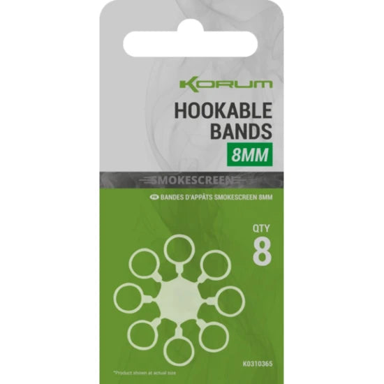 Inele Elastice Korum Smokescreen Hookable Bands, 8mm, 8buc/pac