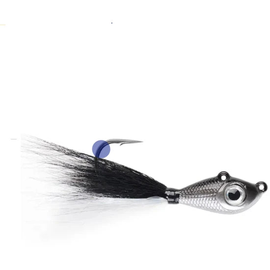 Jig Mustad Big Eye Bucktail Black Silver/bw Silver Crystal Flash 14g