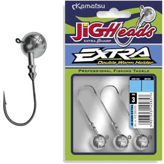 Jig Turnat Kamatsu Jighead Extra Double Worm Holder, Nr.4, 6g, 3buc/pac