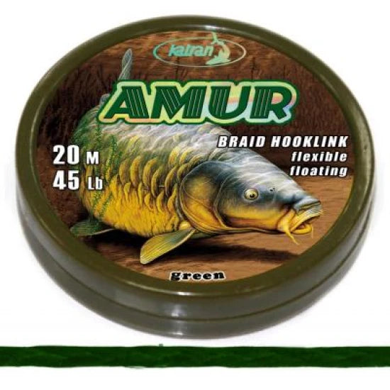 Katran Braided Hook Links Amur 35lb 20 M/35lb/20 M/green