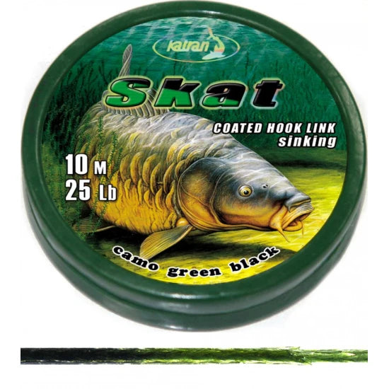 Katran Coated Braided Hook Links Skat 15lb 10 M/15lb/10 M/camo Green Black