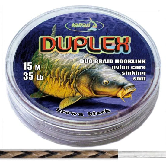 Katran Duo Braided Hook Links Duplex 15lb 20 M/15lb/20 M/brown Black