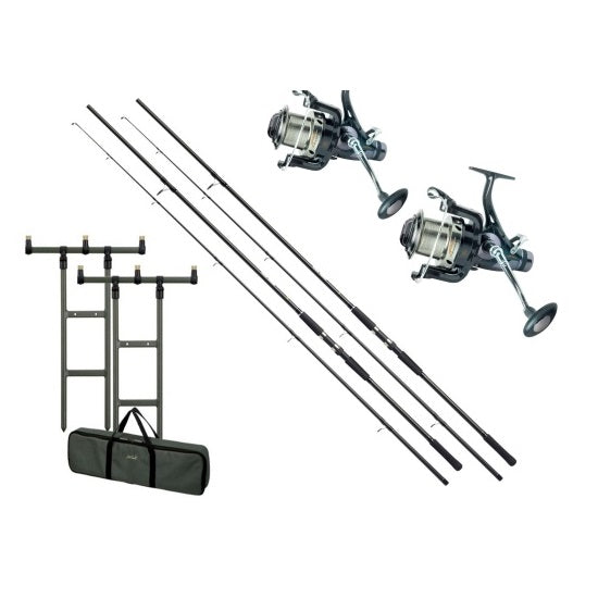 Kit 2 Lansete DAM Hypron Carp 3.60 m 3.00 Lbs PLUS 2 Mulinete RADICAL RCF 660 PLUS Rod Pod DAM MAD H Bar PLUS Buzzer Bar