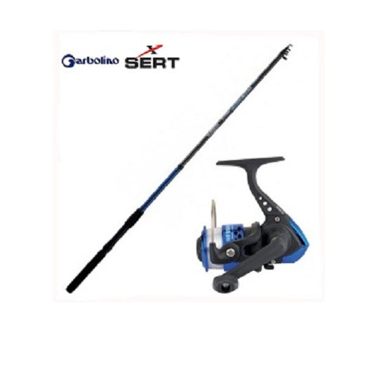 Kit Lanseta Garbolino Practis Predator Telespin 2.10m 10 30gr PLUS Mulineta Sert Spinny Albastru 201 FD