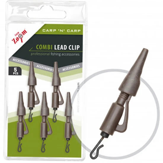 Kit Montura Plumb Pierdut Carp Zoom Combi Lead Clip, Brown, 5buc/pac