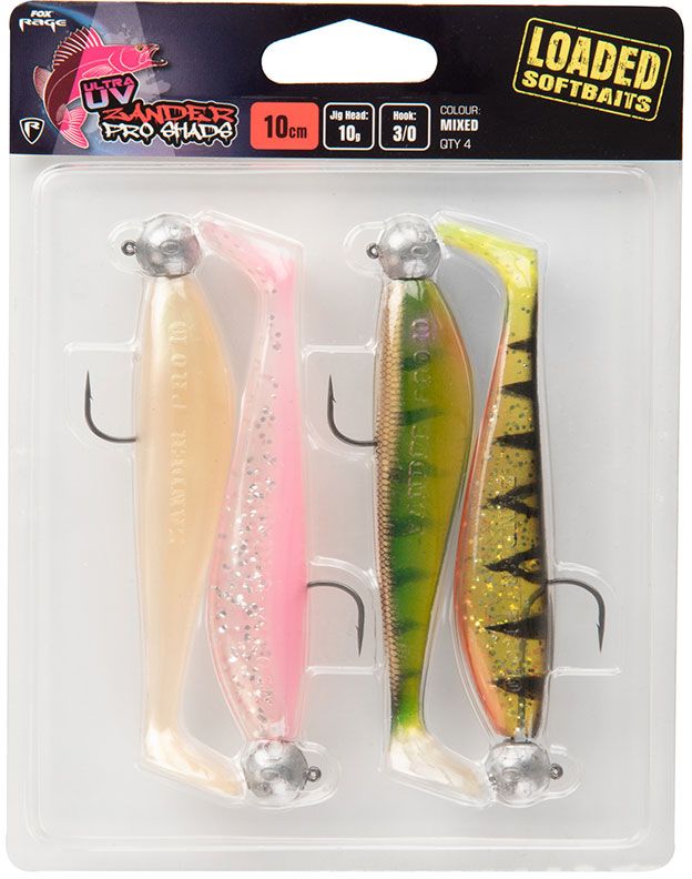 Kit Shaduri FOX RAGE UV Zander Pro Loaded Mixed, Nr.3/0, 10g, 10cm, 4buc/pac