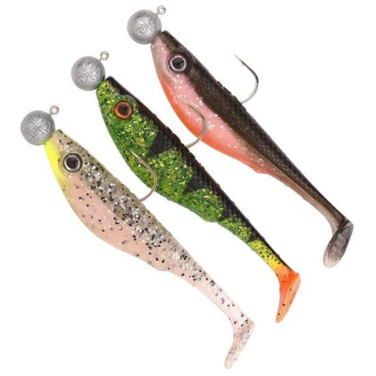 Kit Shaduri Spro Pre Rigged Soft Lure Kit Iris The Shad To Go, Salt Pepper Uv Perch Olive, 7g, 10cm, 3buc/pac