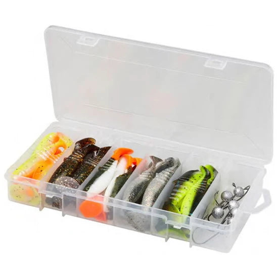 Kit Spinning Shad + Jig + Cutie Savage Gear Cannibal, Mixed Colors, 8cm/10cm, Model L, 36buc Accesorii/cutie