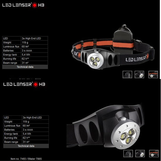 LANTERNA CAP LED LENSER H3 60LM/3XAAA+HUSA