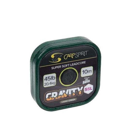 LEADCORE CARP SPIRIT GRAVITY SUPER SUPPLE LEAD CORE 45LB 10MT 20.4KG CAMO GREEN