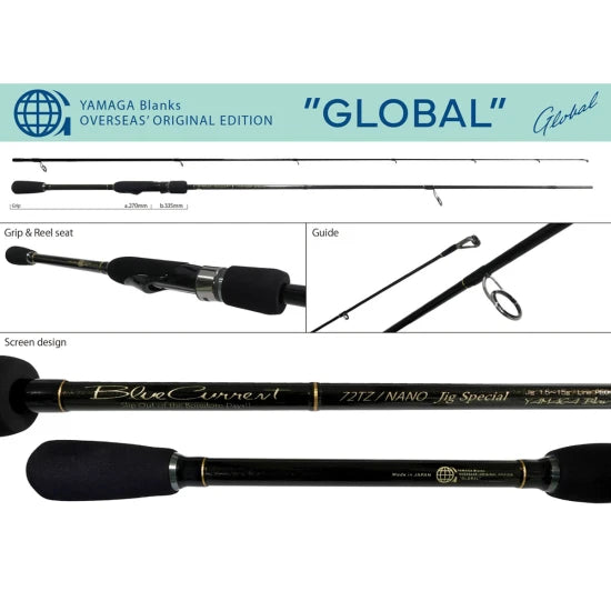 Lanseta Yamaga Blanks Blue Current 72tz Nano Jig Special, 2.185m, 1.5-15g, 2seg