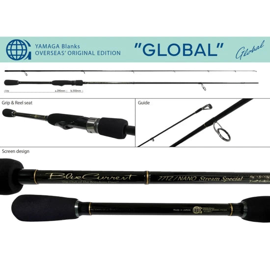 Lanseta Yamaga Blanks Blue Current 77tz Nano Stream Special, 2.31m, 1.5-13g, 2seg