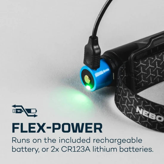 Lanterna Cap Nebo Einstein Rechargeable Flex, 1000 Lm, Li-ion 2200mah 3.7v / 2xcr123a, Aluminiu