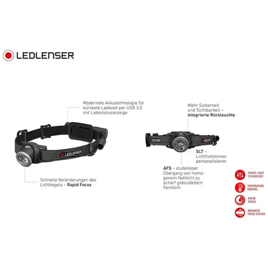Lanterna De Cap Ledlenser H8r 600lm + Acumulator + Usb