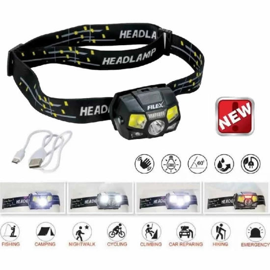 Lanterna De Cap Reincarcabila Cu Senzor De Miscare Filfishing Filex Headlamp 120lm