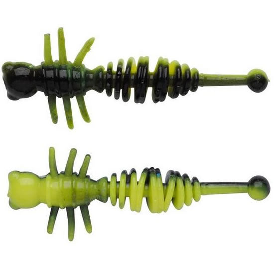 Larva BERKLEY PowerBait Power Larvae, Black / Snsne Yellow, 4cm, 12buc/pac