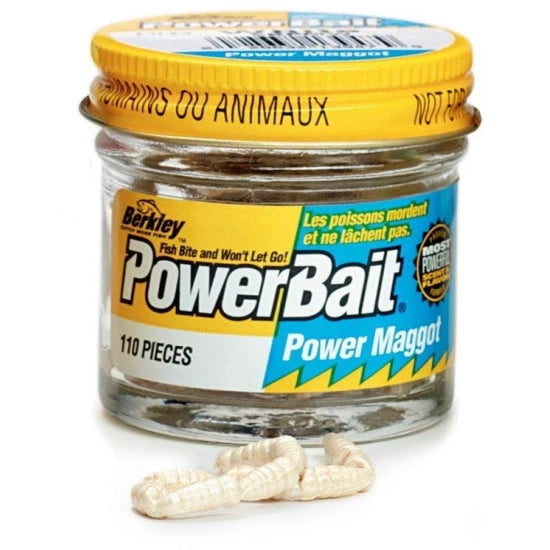 Larve Berkley Powerbait Power Maggot, White, 1cm, 110buc/cutie