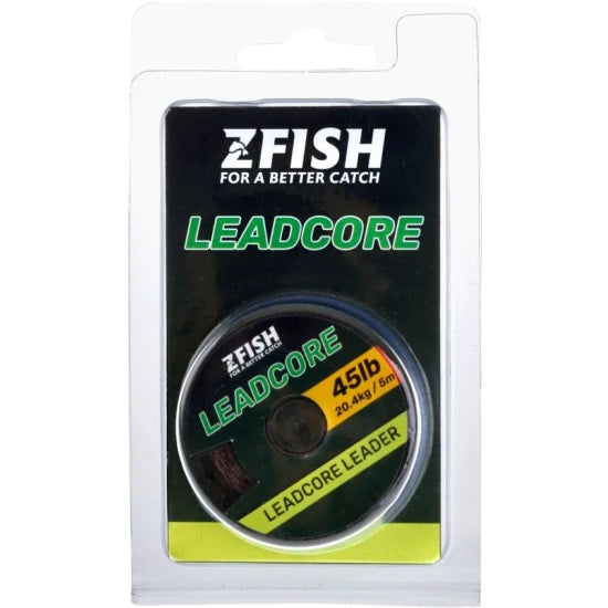Leadcore Zfish Leader, Brown-black Camouflage, 20.4kg, 45lbs, 5m