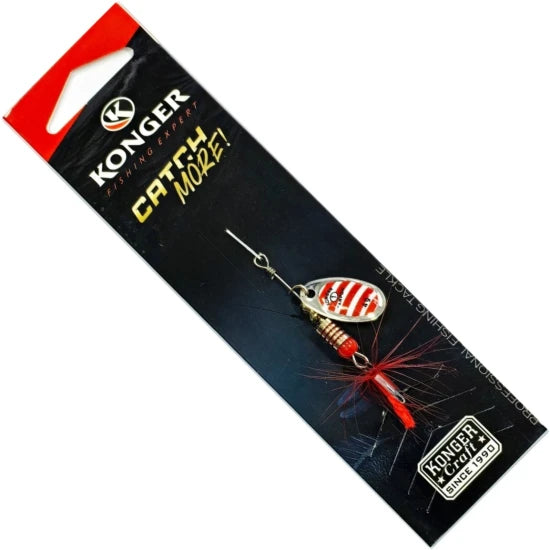 Lingura Rotativa Konger Tarpon, 01 Red Stripes, No.2, 5g, 1buc/pac