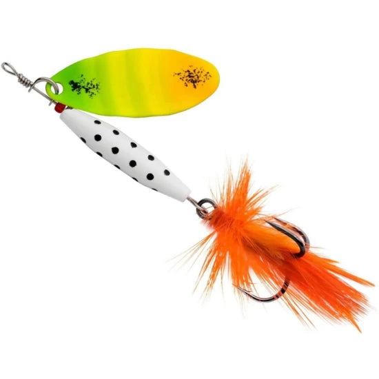 Lingurita Rotativa Abu Garcia Reflex White Lf, Firetiger, 18g, 6.5cm