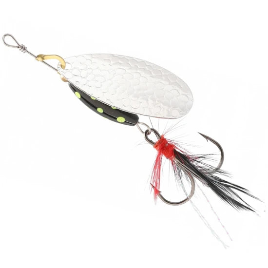 Lingurita Rotativa Mikado Spinner M-grub, Silver / Black Lemon, Nr.3, 9g