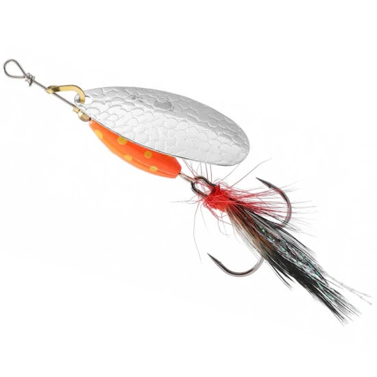 Lingurita Rotativa Mikado Spinner M-grub, Silver / Red Tiger, Nr.2, 7g