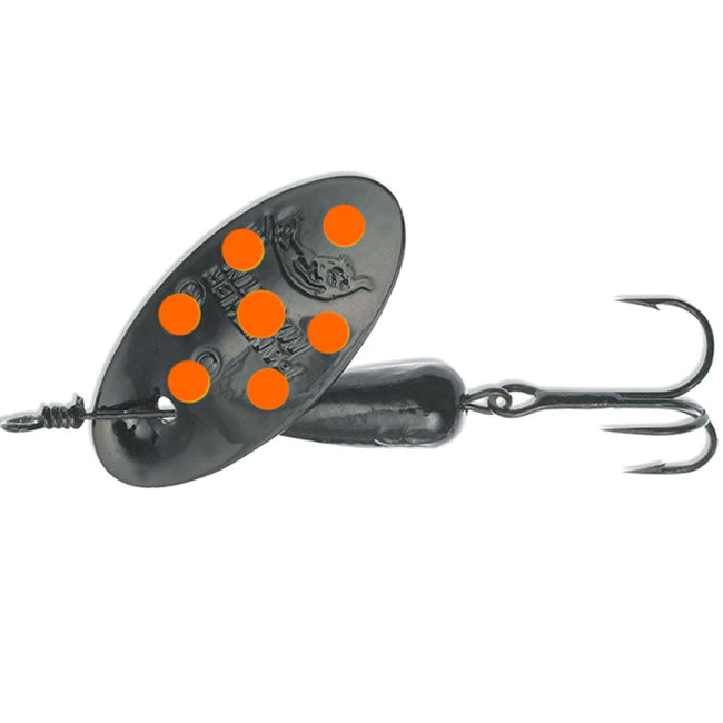 Lingurita Rotativa Panther Martin Nero Con Punti Fluo Spinner, Black/Orange, Nr.1, 1.8g, 1buc/pac