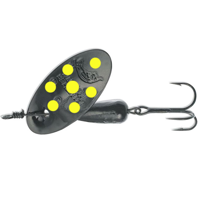 Lingurita Rotativa Panther Martin Nero Con Punti Fluo Spinner, Black/Yellow, Nr.2, 1.8g, 1buc/pac