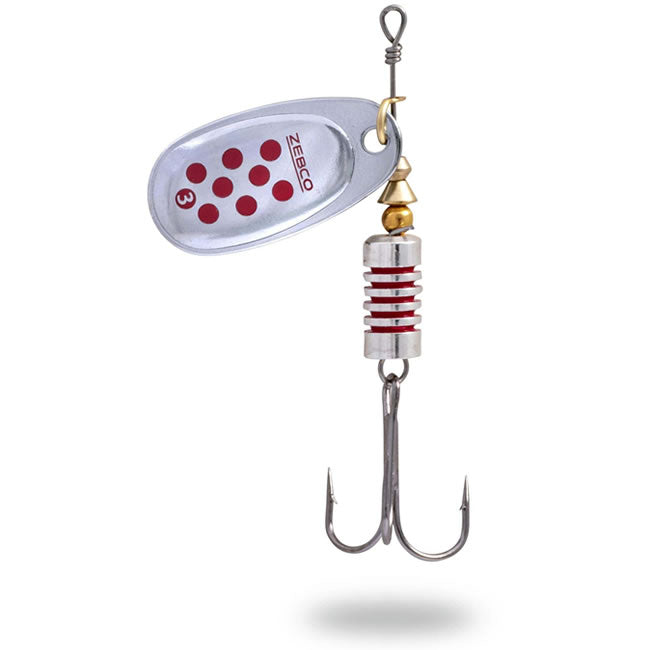 Lingurita Rotativa Zebco Trophy Z-Swirl Silver/Red Dots, Nr.5, 14g, Sinking