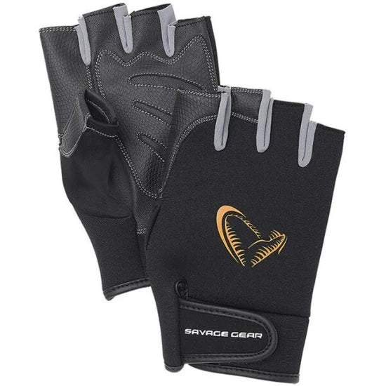 Manusi Savage Gear Neopren Cu Degete Taiate Black Mar.l