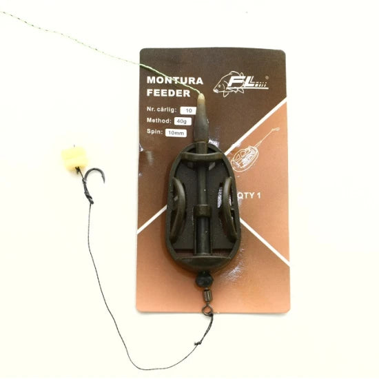 Montura Feeder Fl Method Fara Tija 40g Carlig Nr 10 Spin 10mm Cu Porumb Flotant E G