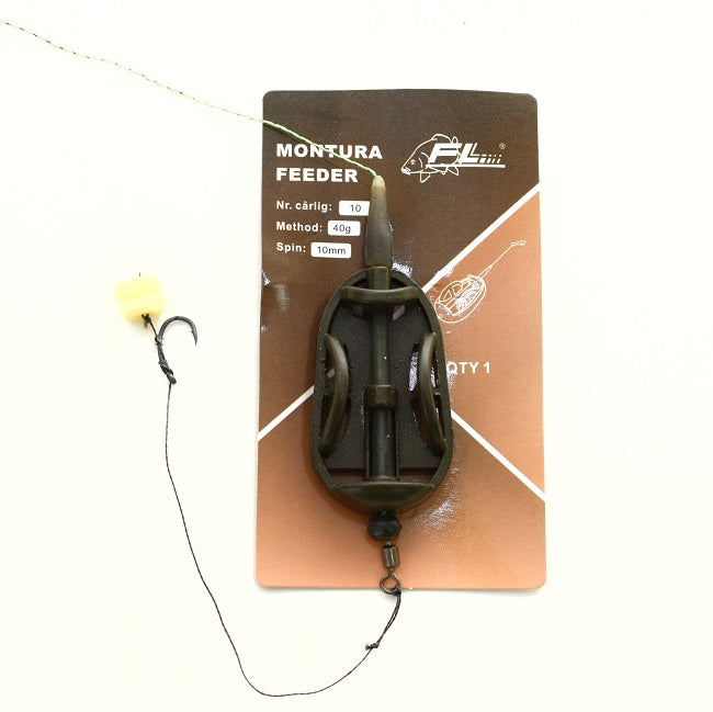 MONTURA FEEDER FL METHOD FARA TIJA 40G CARLIG NR 8 SPIN 10MM CU PORUMB FLOTANT E G