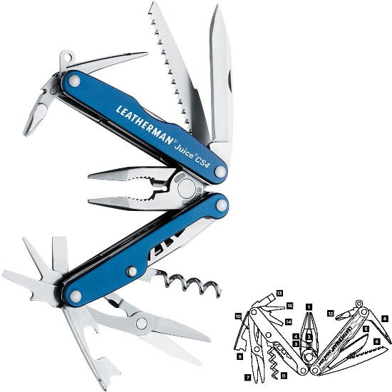 MULTIFUNCTIONAL LEATHERMAN JUICE CS4 BOX 70MM BLUE