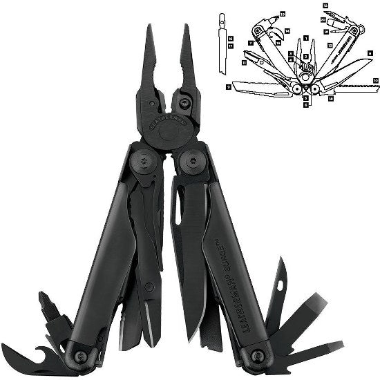 MULTIFUNCTIONAL LEATHERMAN SURGE BLACK 95MM